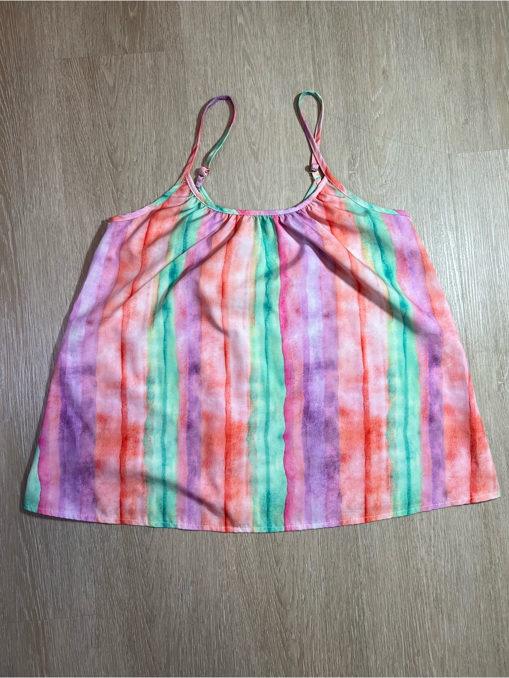 Multicolor Striped Adjustable Spaghetti Strap Lightweight Summer Beach Tank Top